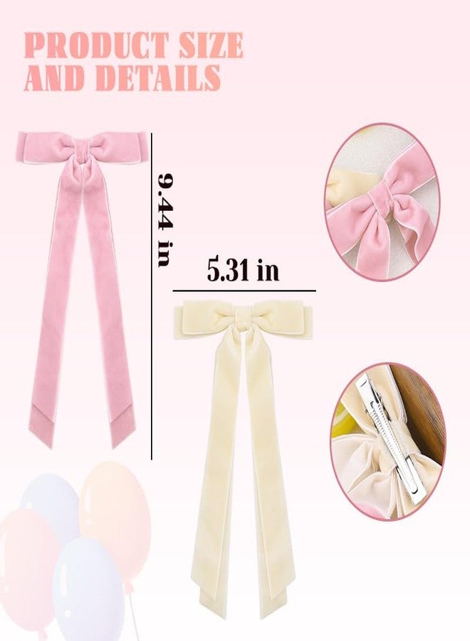 Borhmty Velvet Bows Clips for Girls Women Pink and Yellow Bow Hairclips for Thick Fine Hair Bow Accesssories for Women Girls Daughter Girlfriend Decorative Hairclip Hair Barrettes for 2pcs - Image 2